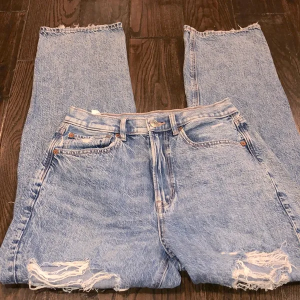 American eagle baggy jean size 6 short jeans distressed - Image 2