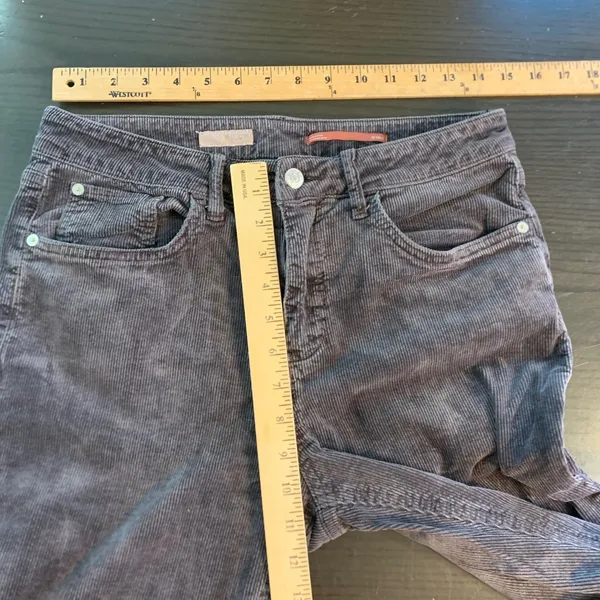 Pilcro and the Letterpress Women Gray Corduroy Straight Leg Pants 30 Tall Preppy - Image 7