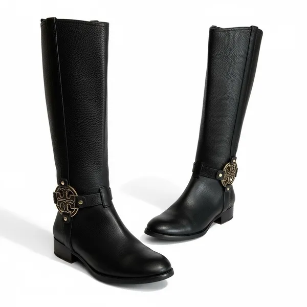 Tory Burch Womens‎ Leather Amanda Tall Riding Boots Size 7 Black Equestrian - Image 6