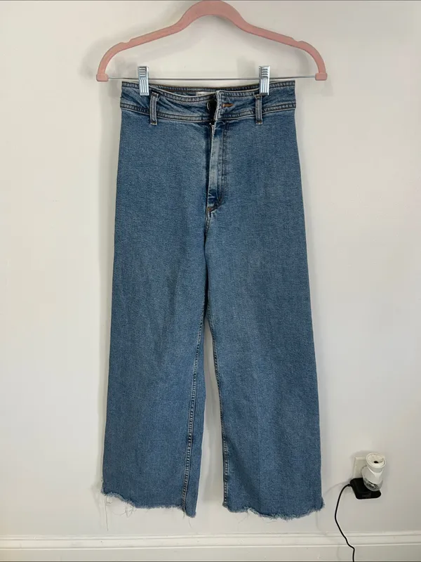 Zara The Marine Straight High Rise Wide Leg Jeans - Image 2