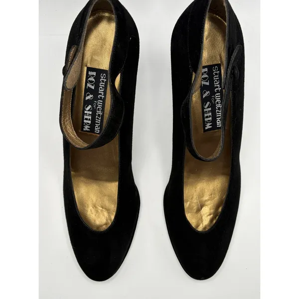 Stuart Weitzman Roz & Sherm Black Suede Mary Jane Pumps Jazz Baby 8.5 M Spain - Image 4