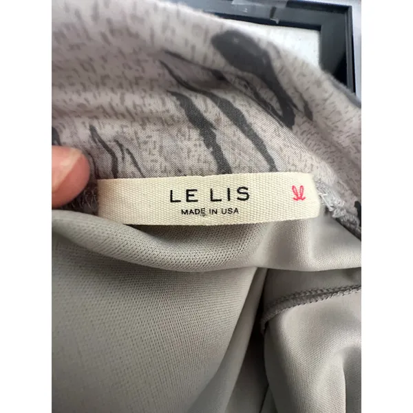 Le Lis Skirt Women‎ Medium Abstract Print Rayon Midi Modern Flowy Grey Black - Image 7