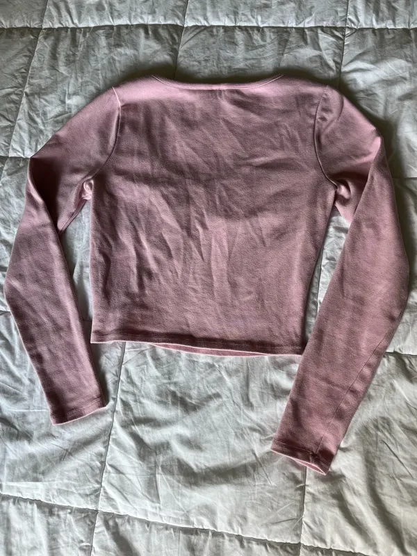 Pac Sun Pink Long Sleeve Crop Top - Image 2