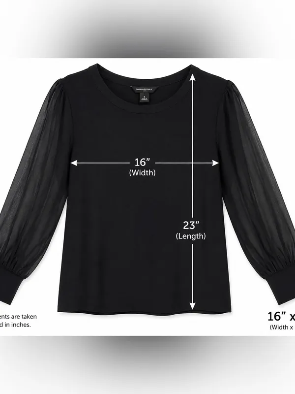 Banana Republic Black Sheer Sleeve Blouse Women’s Small Long Sleeve Top - Image 5