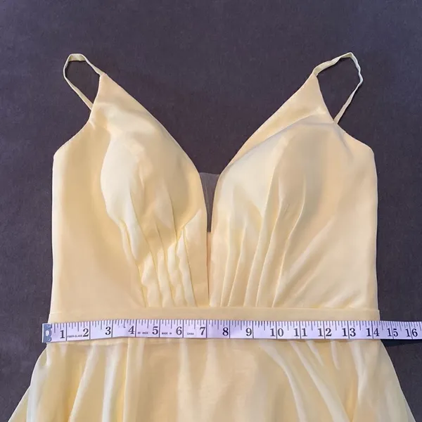 Women’s Yellow Chiffon Full Length Bridesmaid Prom Dress Corset Back Size 10 - Image 9