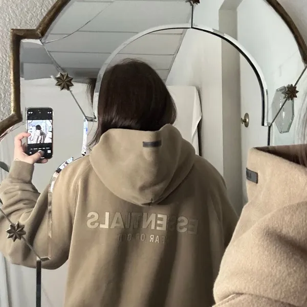 Essentials Fear of God Classic Pullover Hoodie Brown Size Large - Image 2