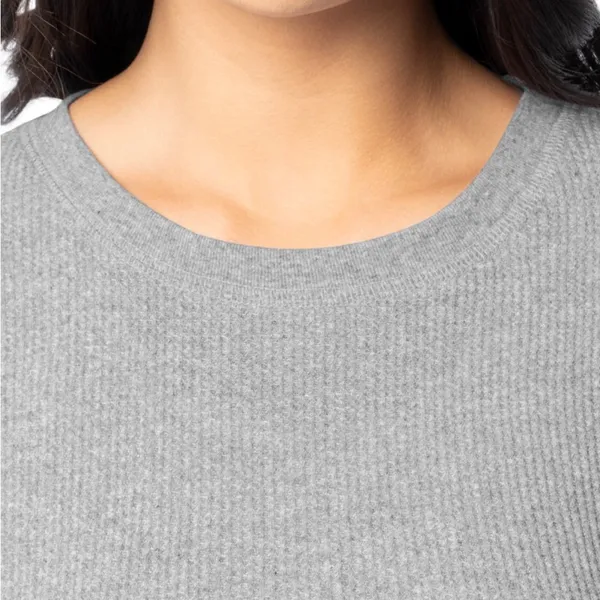 FRUIT OF THE LOOM Womens Waffle T-shirt Size 20 Thermal Style Gray New - Image 3