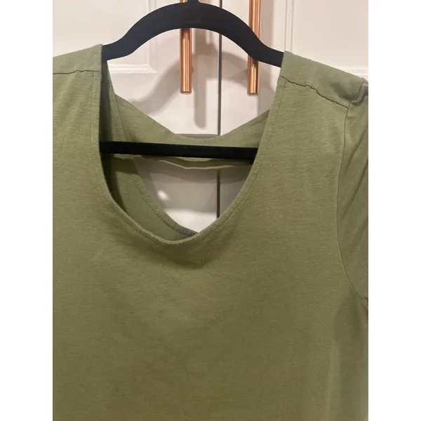 Soft Surroundings Olive Green Pima Cotton Cutout Camille Dress Petite M boho - Image 3