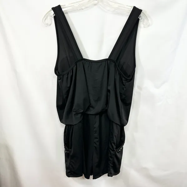 Two 2 Fly Large Romper Studded Black Sleeveless Pockets Goth Edgy Mini Biker 529 - Image 2