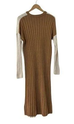 MADEWELL Wool Long Sleeve Two Tone Midi Sweater Dress - Image 4