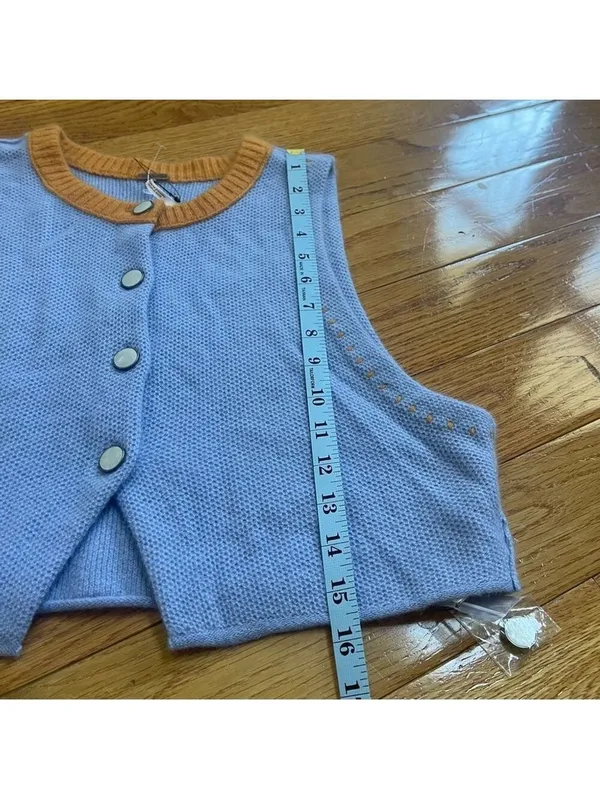 Free People Sammi Cashmere Sweater Vest Waistcoat V-neck Sz S Clueless Academia - Image 12