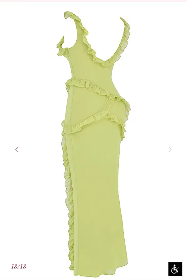 House of CB Pixie Lime Ruffle Maxi Dress - Image 5