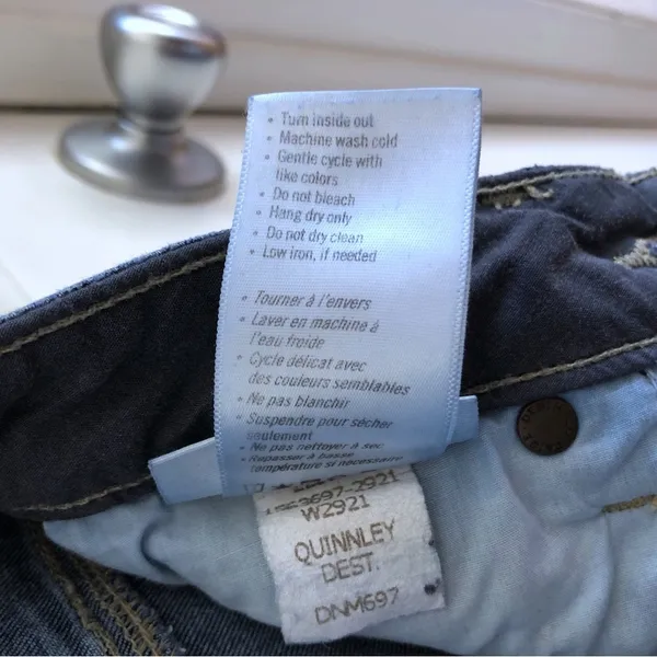 Paige Hoxton Ultra Skinny Jeans Quinnley Dest Wash Dark Blue Size 23 Distressed - Image 6