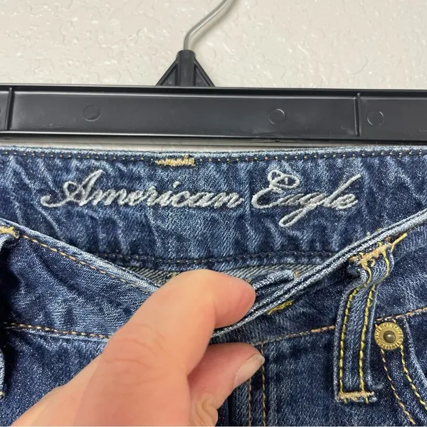 American Eagle Outfitters 100% Cotton Dark Blue Denim Jeans Size 4 - Image 5