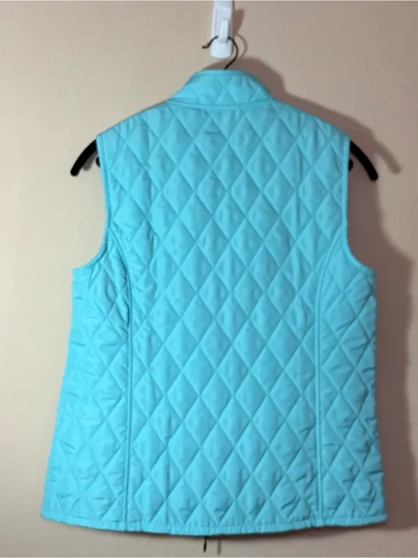 Appleseed's Women's Reversible Quilted Vest in Aqua Blue w/ Plaid Lining Size S - Image 6
