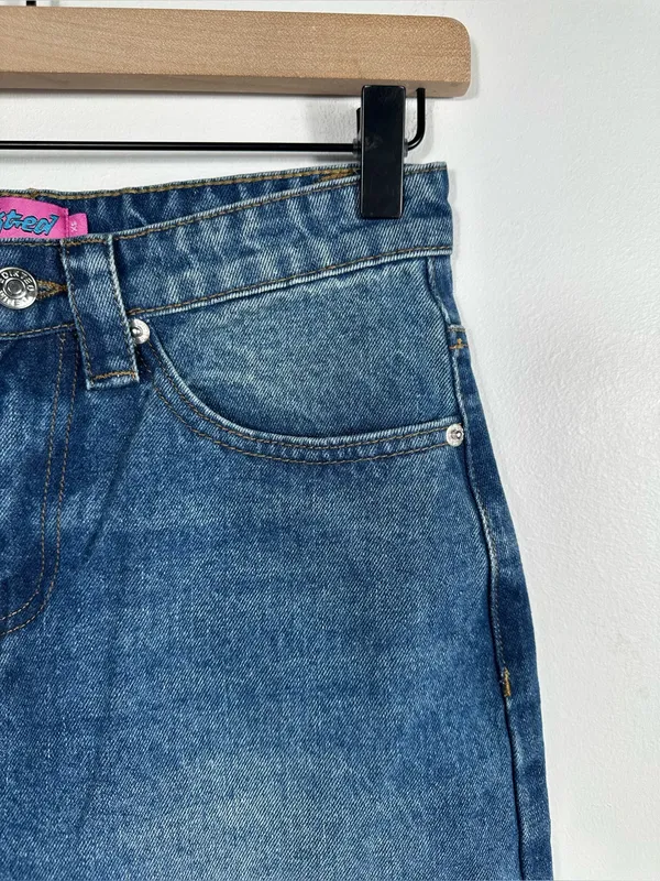 Edikted Wide Leg Carpenter Jeans Y2K Skater Baggy Denim‎ Blue High Rise XS - Image 5