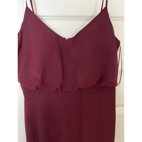 Birdy Grey Women's Gwennie Cabernet Maroon Chiffon Bridesmaid Dress Size Large - Image 4
