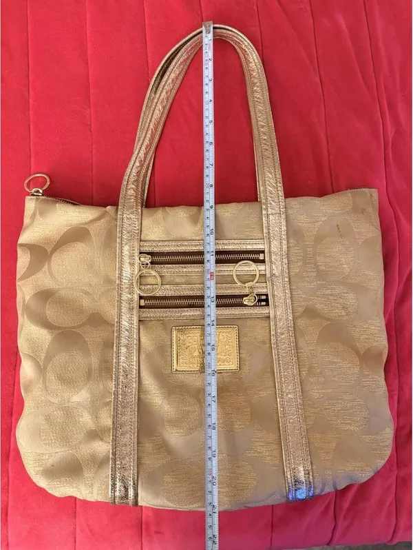 Coach Poppy Signature Metallic Gold Glam Tote 2009 - Image 6