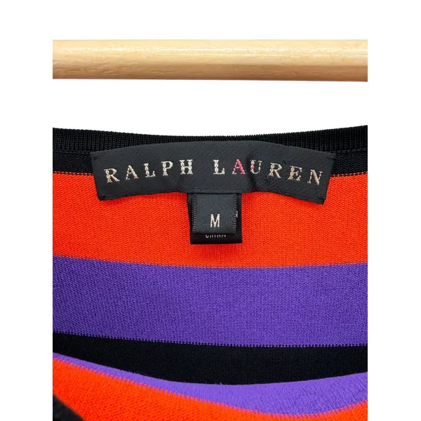 Ralph Lauren Rainbow Striped Boatneck Knit Top M Retro Whimsygoth Kidcore - Image 2