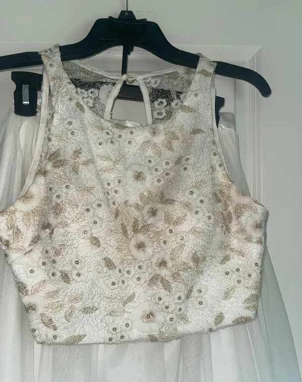 Sequin Hearts White Two Piece Prom Dress - Image 3