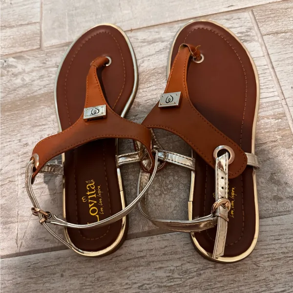 Brown and Gold Women's Sandals - Image 3