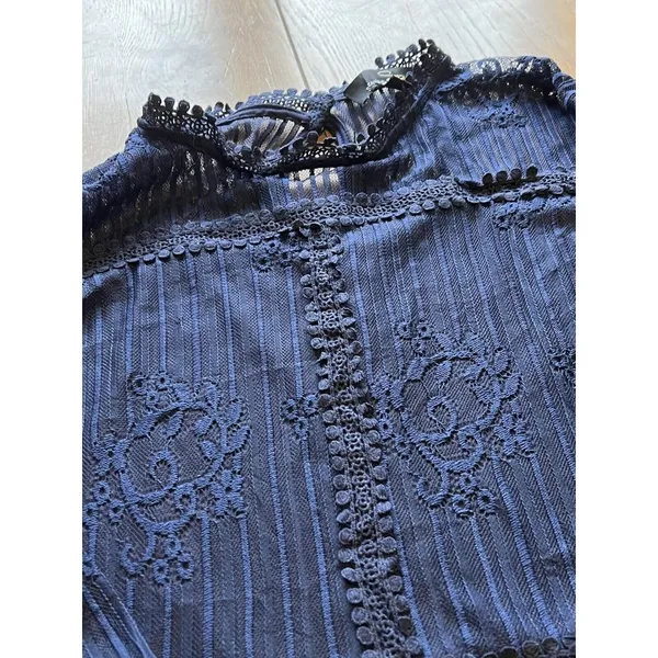 SUZANNE BETRO Navy Blue Lace Bodice Pleated Dress Women's Size XL -‎ NWT $100 - Image 5