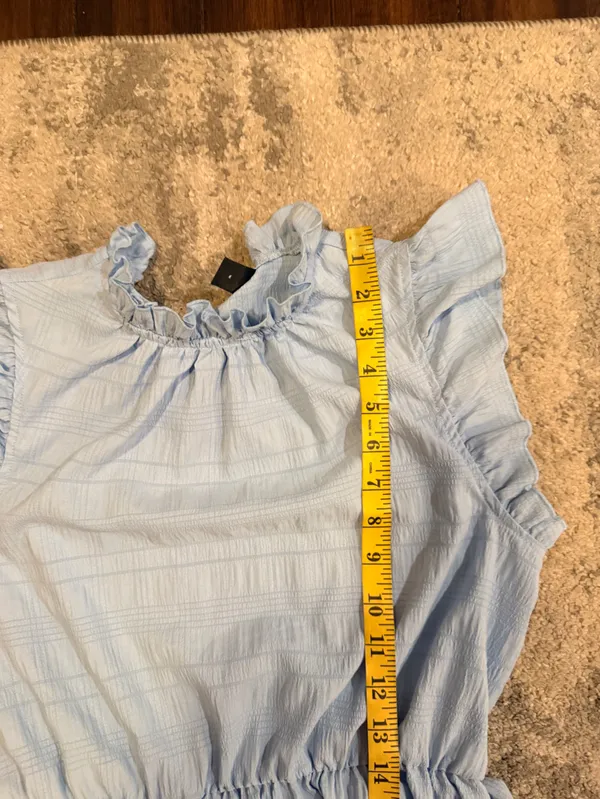 SHEIN Light Blue Ruffled Dress with Waist Tie - Image 6