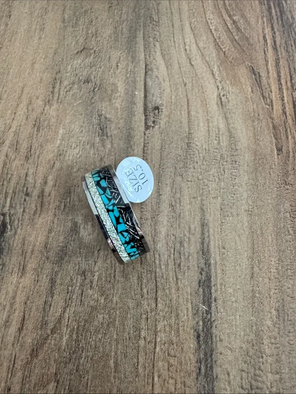 Turquoise Inlay Mens Statement Ring - Image 3
