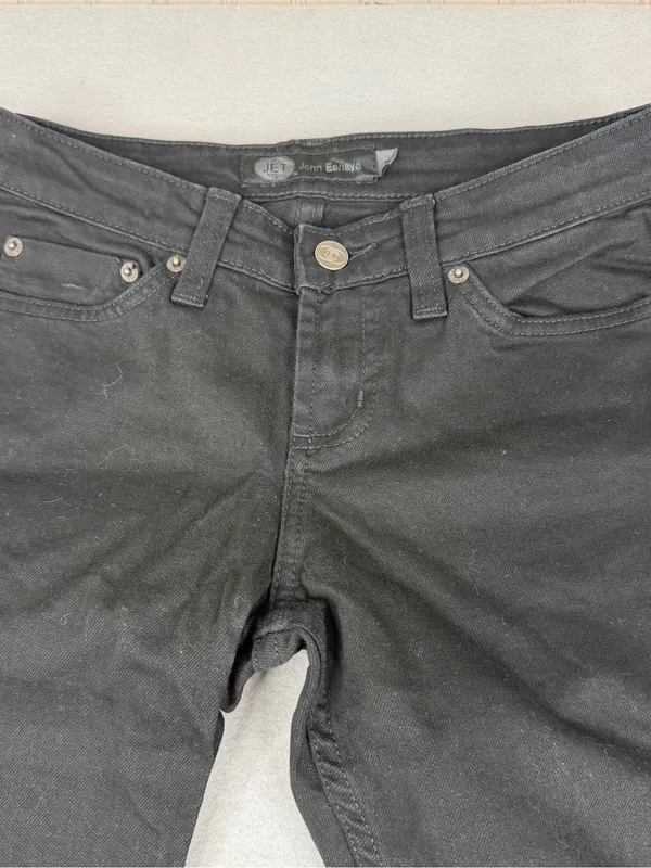 JET John Eshaya Black Distressed Skinny Jeans Womens 4 Low Rise Y2K Goth - Image 2