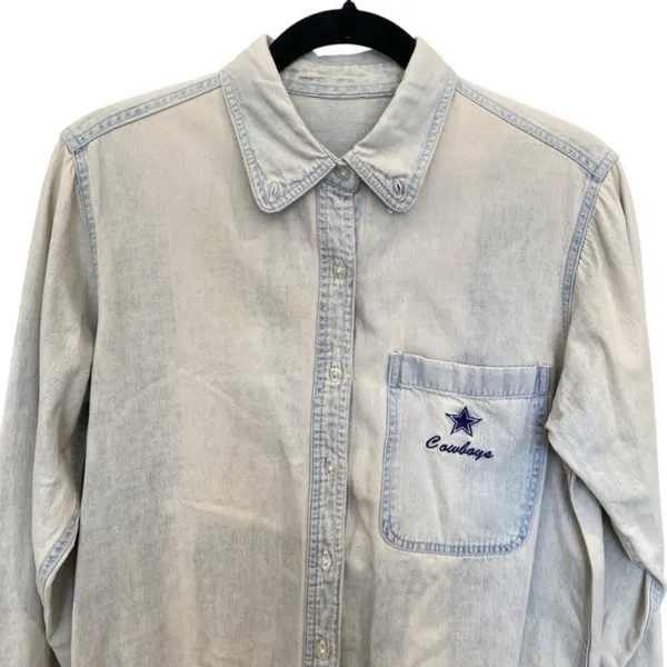 National Football League VTG Dallas Cowboys Denim Button Down Shirt - Image 2