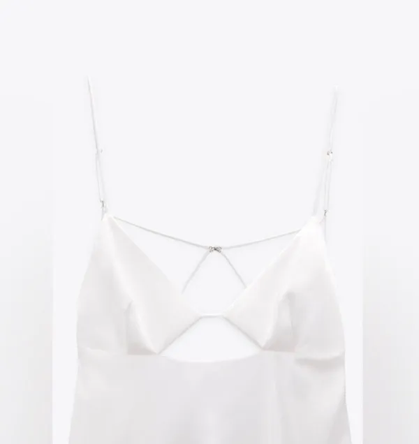 ZARA Dress Mini Satin Lingerie Effect White Wedding Bridal Shower Vacation Summer - Image 9