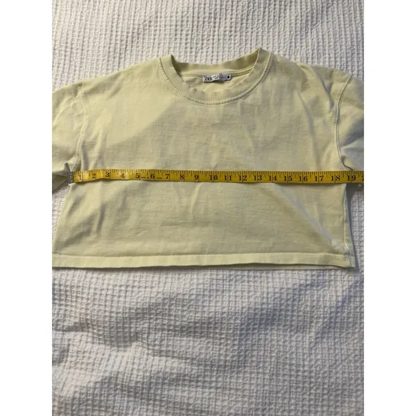 Zara Crop Top Lime Green Women's Small Crew Neck Short Sleeve Sporty - Image 3