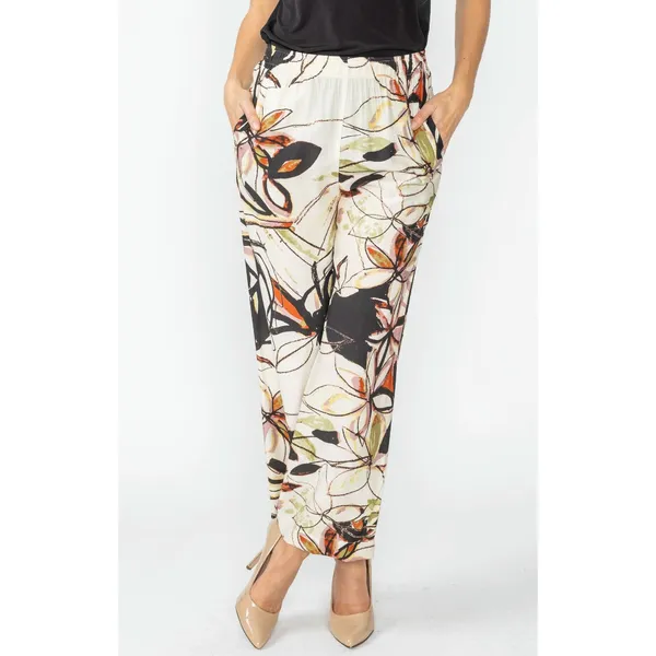 IC Collection Printed Pants Wide Leg Pull On Resort Flower Watercolor Small NWT - Image 3