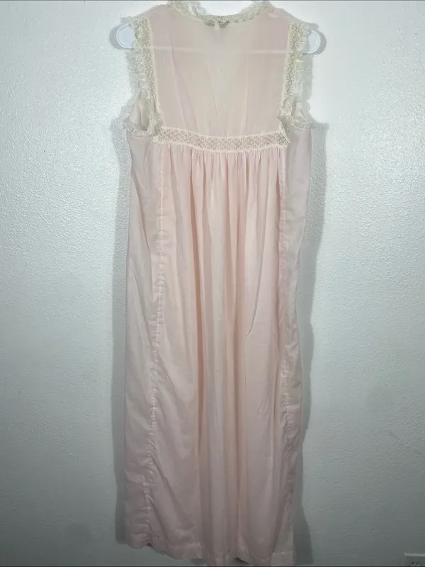 Vintage Christian Dior Lingerie Pink Lace Coquette Long Nightgown 70s 80s Size S - Image 6