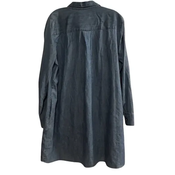 Ann Taylor LOFT Women's M Blue Denim Long Sleeve Tunic‎ Dress Short Side Pockets - Image 15