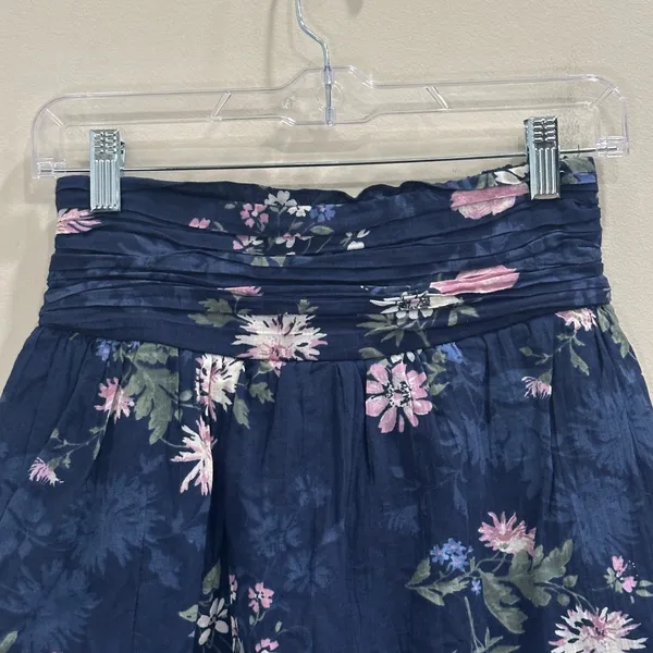 Abercrombie Kids Navy Blue Pink Floral Shirred Ruched Mini‎ Skort Girls 11/12 XS - Image 3