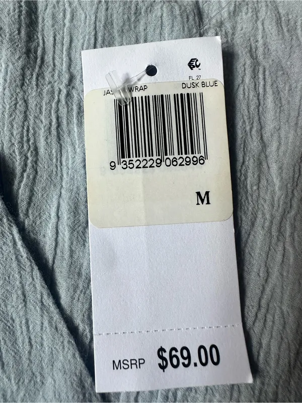 Charlie Holiday Jasper wrap top Dusk Blue size M 100% cotton bell sleeves NWT - Image 3