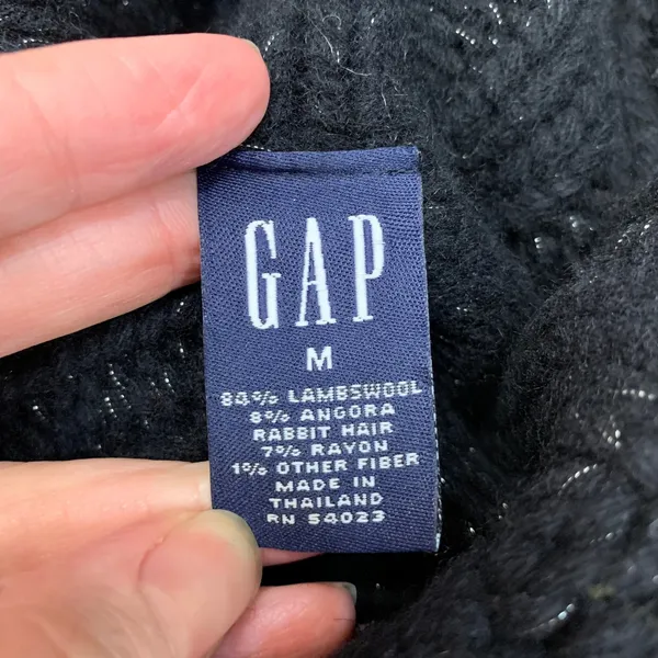 Gap Womens Medium Black‎ Metallic Shimmer Lambswool Angora Turtleneck Sweater - Image 6
