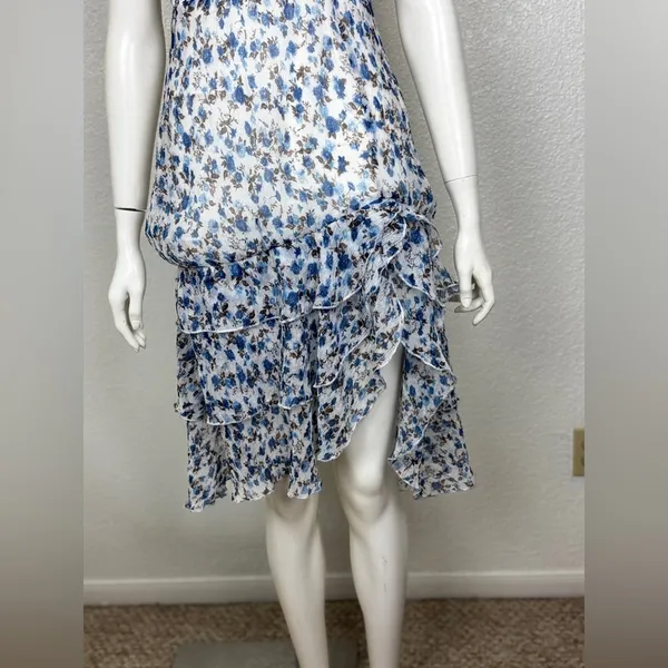Majorelle Emelia Midi Blue Floral Zip CutOut Lined Strapless Dress Size XS K-54 - Image 10