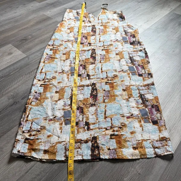 Caliah Maxi Dress Purple Blue Geometric Print Boho Pockets Small - Image 9