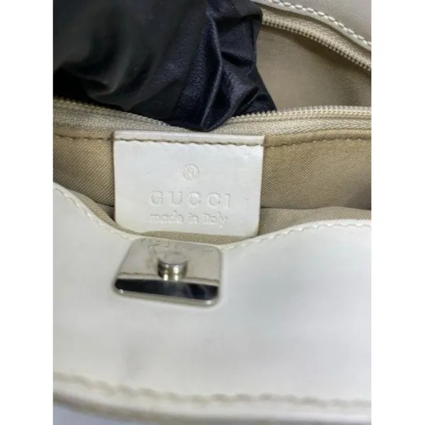 gucci vintage white jacquard fabric shoulder bag - Image 9