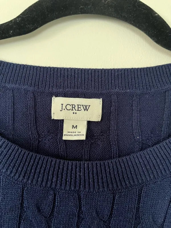 J Crew Cable Knit Sweater Vest Medium Navy Blue Tennis Preppy Quiet Luxury - Image 2
