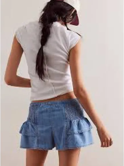 Free People We The Free Alani Pull-On Chambray Shorts Size Large NWOT - Image 2