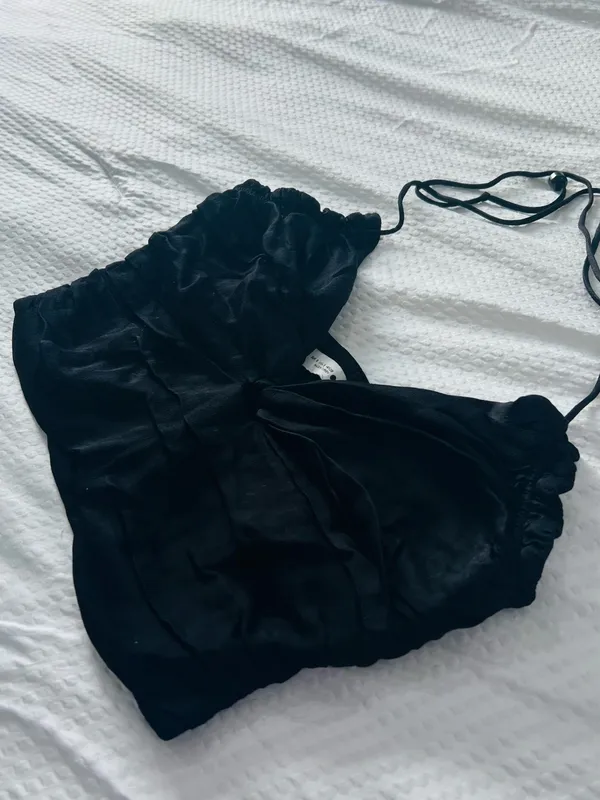Zara Black Satin Ruched Halter Corset Top Size S Y2K Going Out - Image 3
