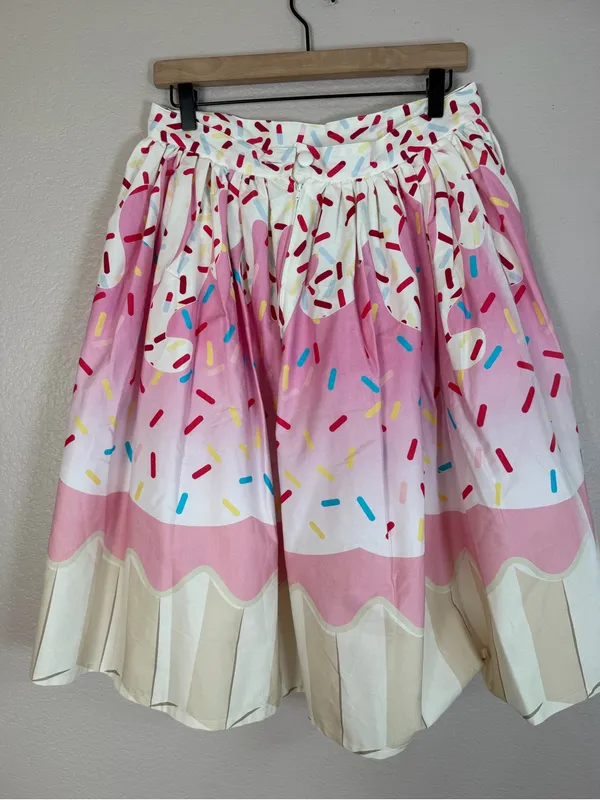 Unique Vintage Cupcake Sprinkles Circle Swing Midi Skirt size Large NEW $99 - Image 7