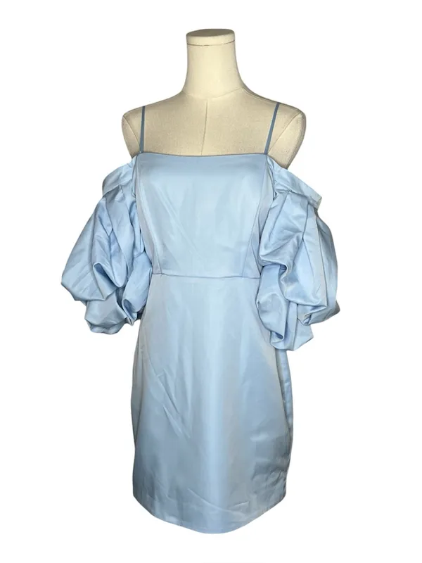 NEW Petal + Pup Fern Puff Sleeve Off Shoulder Mini Dress in Icy Blue - Image 3