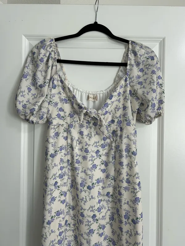 Altar’d State Floral Tie Front Puff Sleeve Midi Dress Women’s Size Small - Image 2