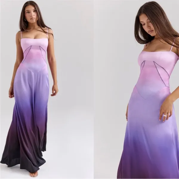 HOUSE OF CB 'Anabella' S A-C Ombre Print Lace‎ Up Maxi Dress NWOT - Image 13