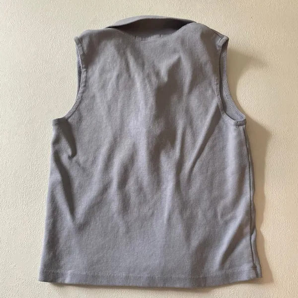 Brandy Melville Gray Sleeveless Polo Top Collared Preppy Y2K - Image 4