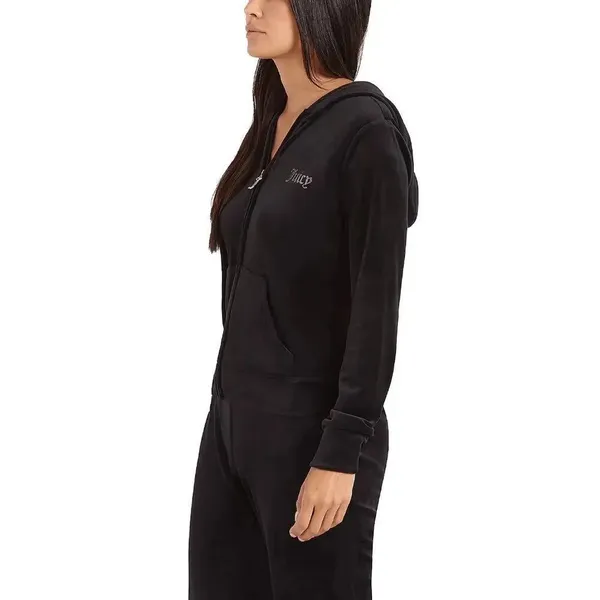 Juicy Couture Black Rhinestone Logo Zip Up Hoodie Jacket Large NWT - Image 8